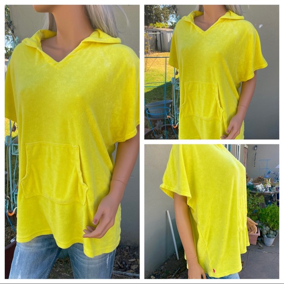 12/14 Ralph Lauren POLO Terry Short Sleeve Sweatshirt Hoodie 🦘Pocket - Picture 9 of 16